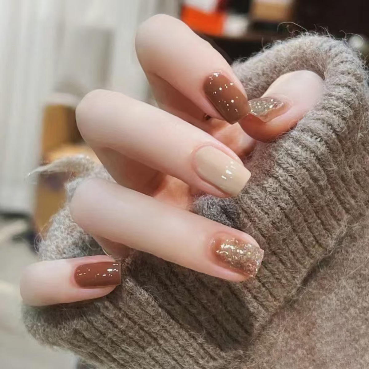 Nail Art Ombre - 24Pcs Caramel Brown Ombre Glitter Stick