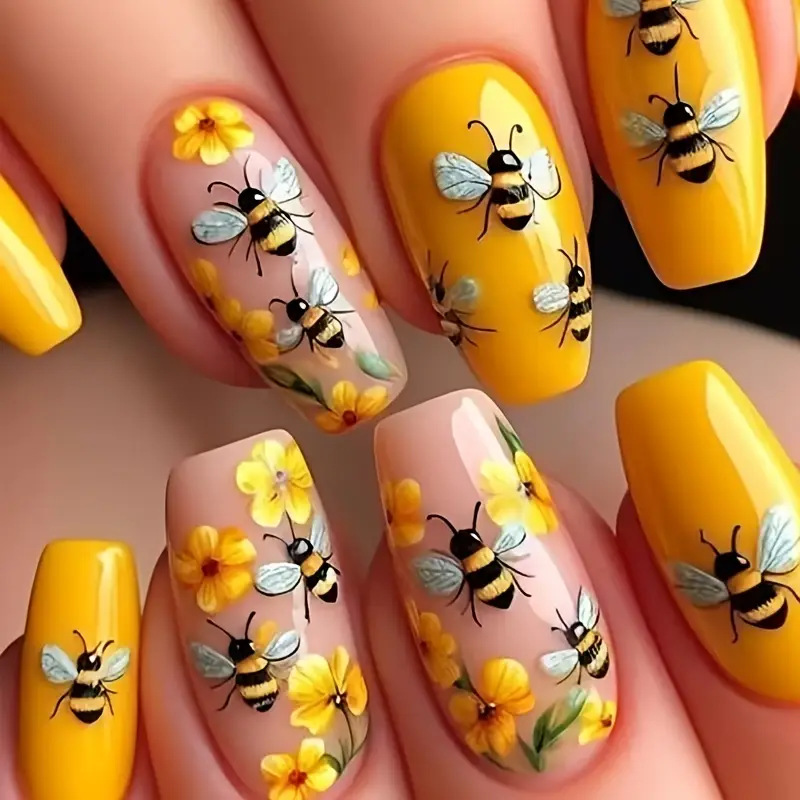 Nail Art Fake - 24pcs/set Medium long fake nails for