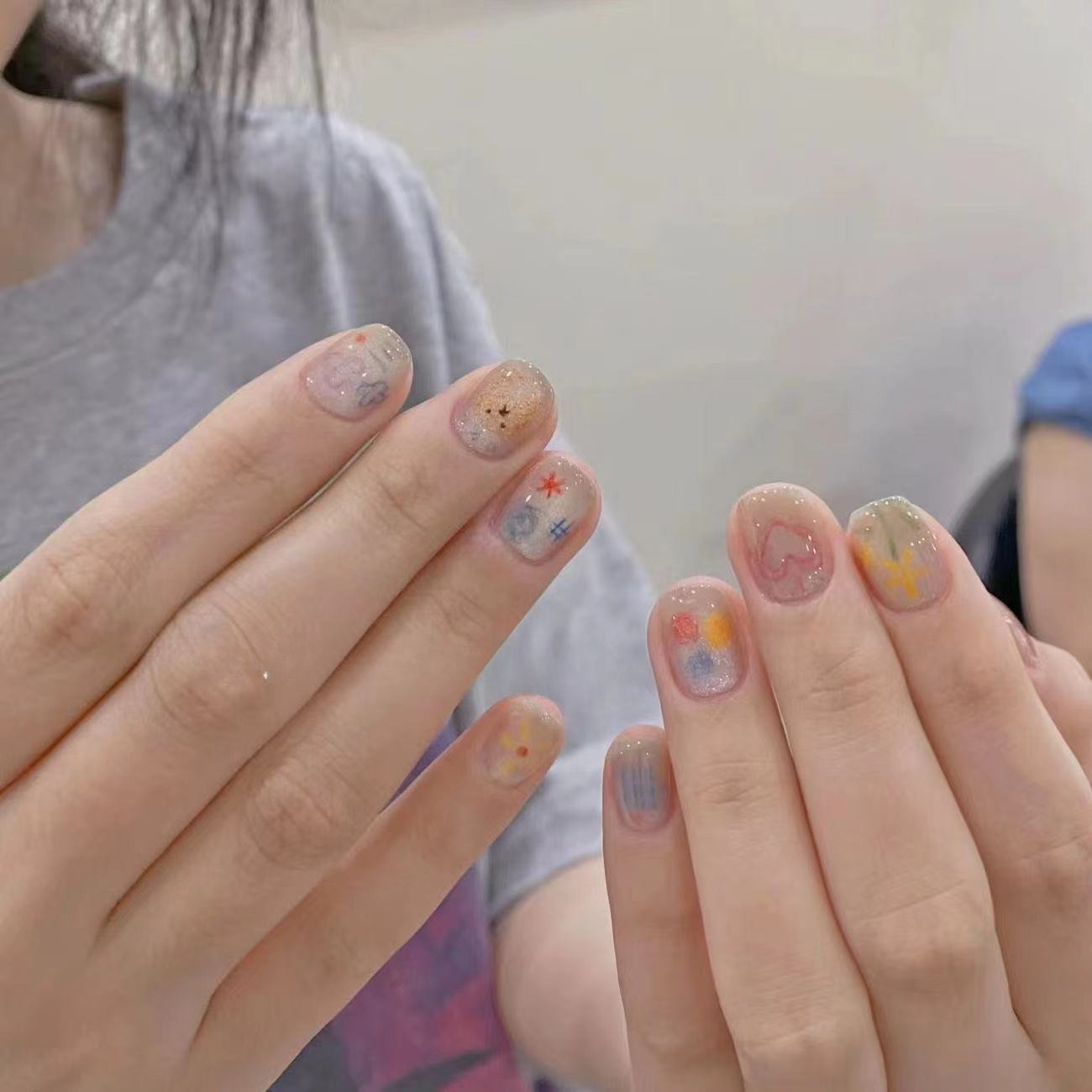 Nail Art Fake - 10PCS Painted Glass Beads Cat Eyes