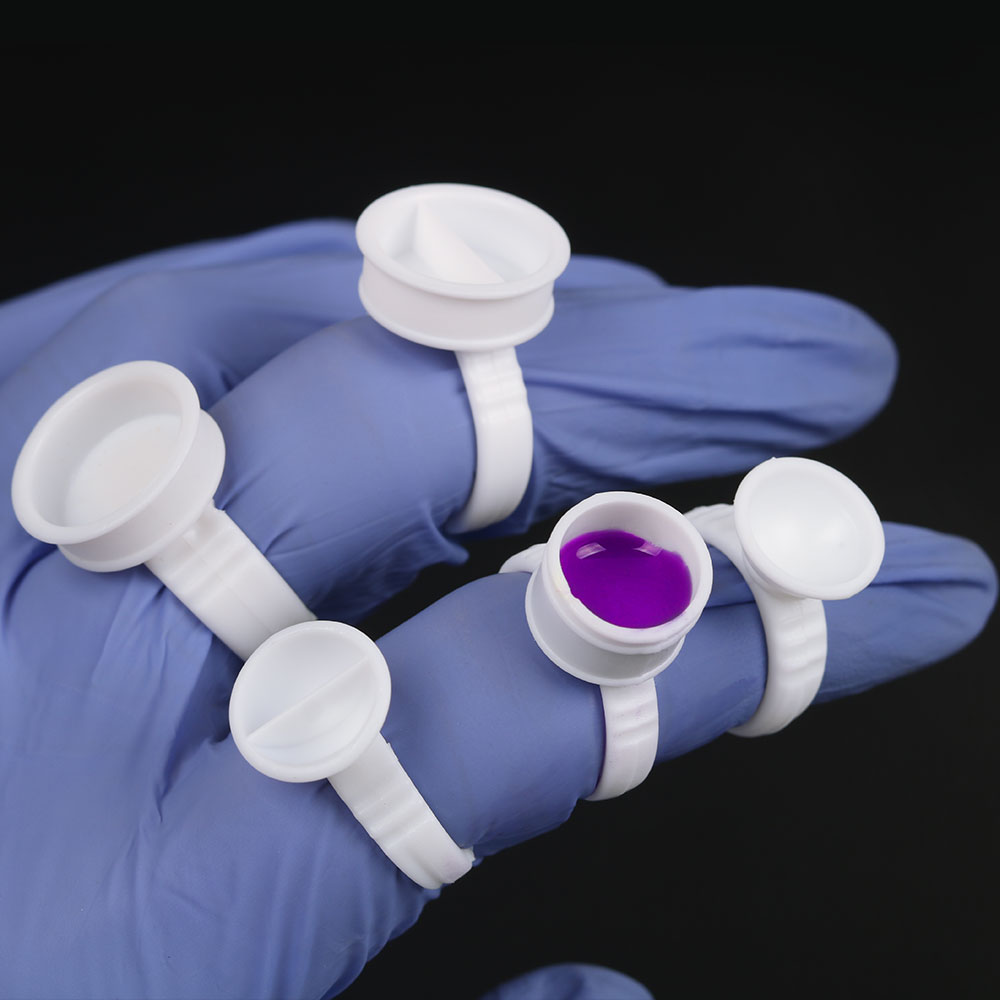 Nail Art Ombre - 100PCS Tattoo Rings Cups Disposable Glue