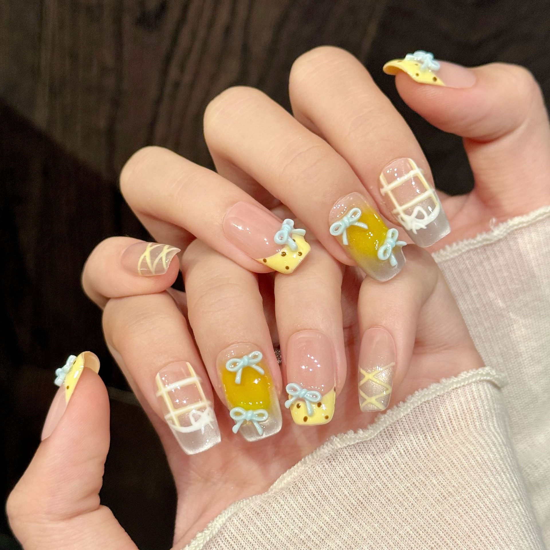 Nail Art Fake - 10pcs Handmade Kawaii Cute Gradient Press