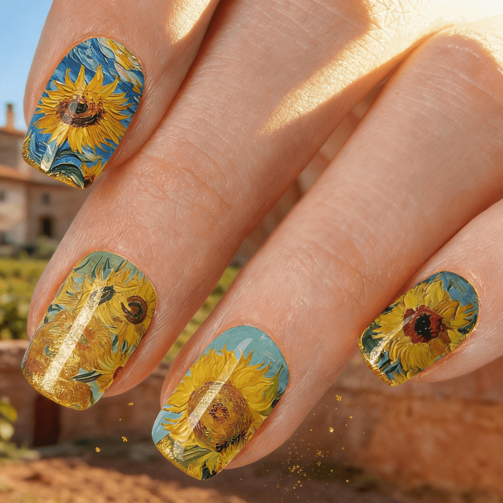 Nail Art Van Gogh - 24pcs Medium Square Vintage Van Gogh