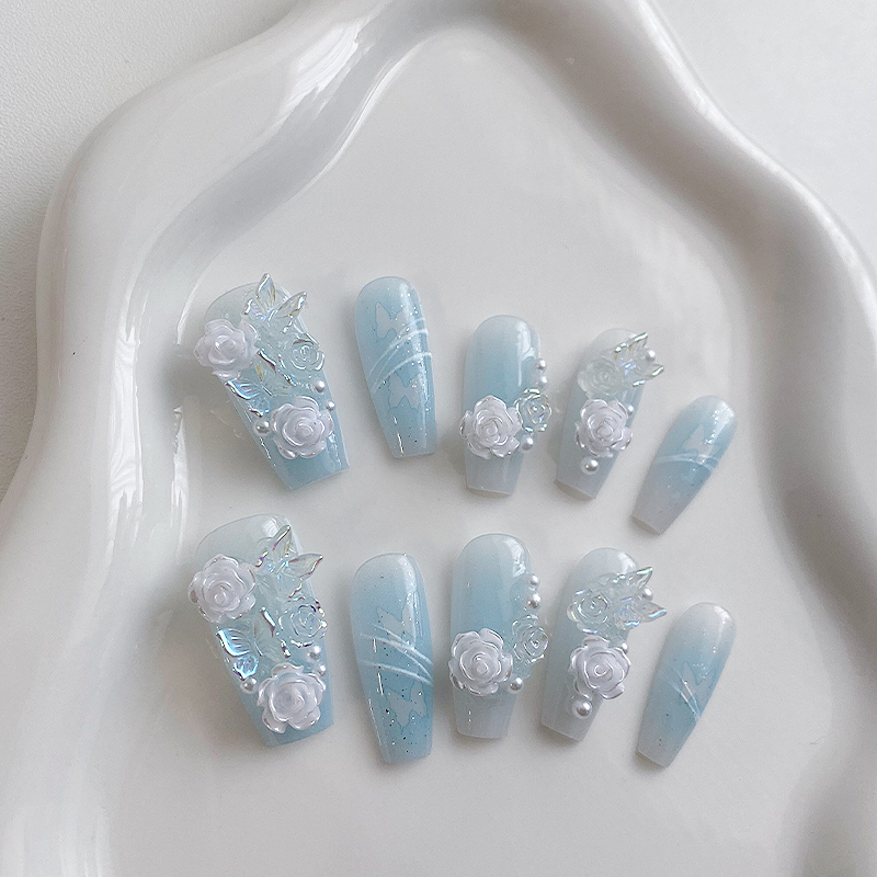 Nail Art Fake - 10 pieces of handmade coffin shaped