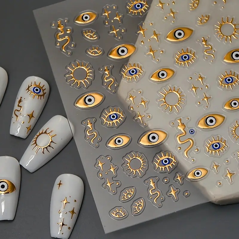 Nail Art Van Gogh - 1pc 3D Eyes/Stars/Snake Designs Nail Stickers