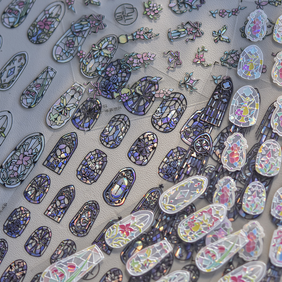 Nail Art Van Gogh - 1piece 5D Glass Fragment Nail Sticker