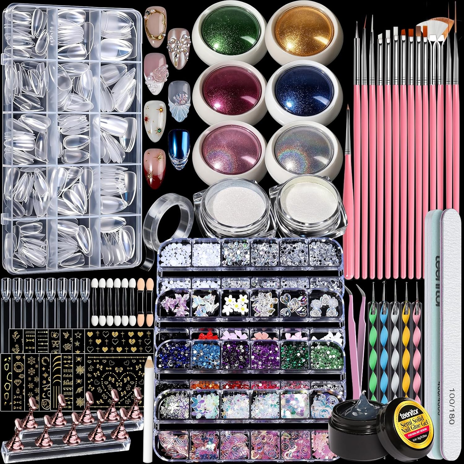 Nail Art Chrome - Teenitor Acrylic Nail Kit With Chrome