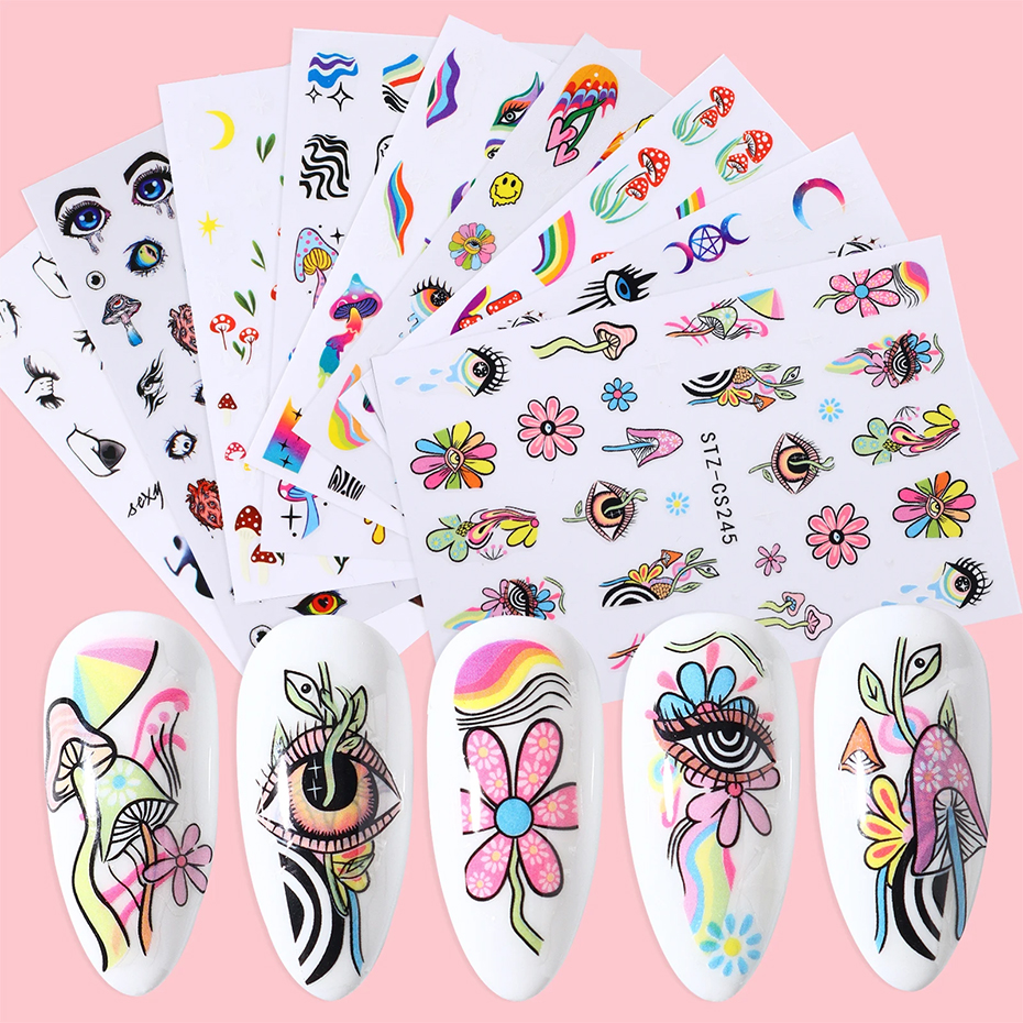 9pcs Evil Eye Flower Nail Stic – Nail Art Van Gogh Bewertung und Preis