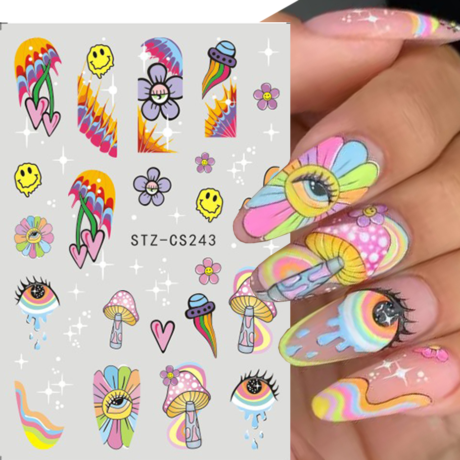 9pcs Evil Eye Flower Nail Stic – Nail Art Van Gogh Bewertung und Preis