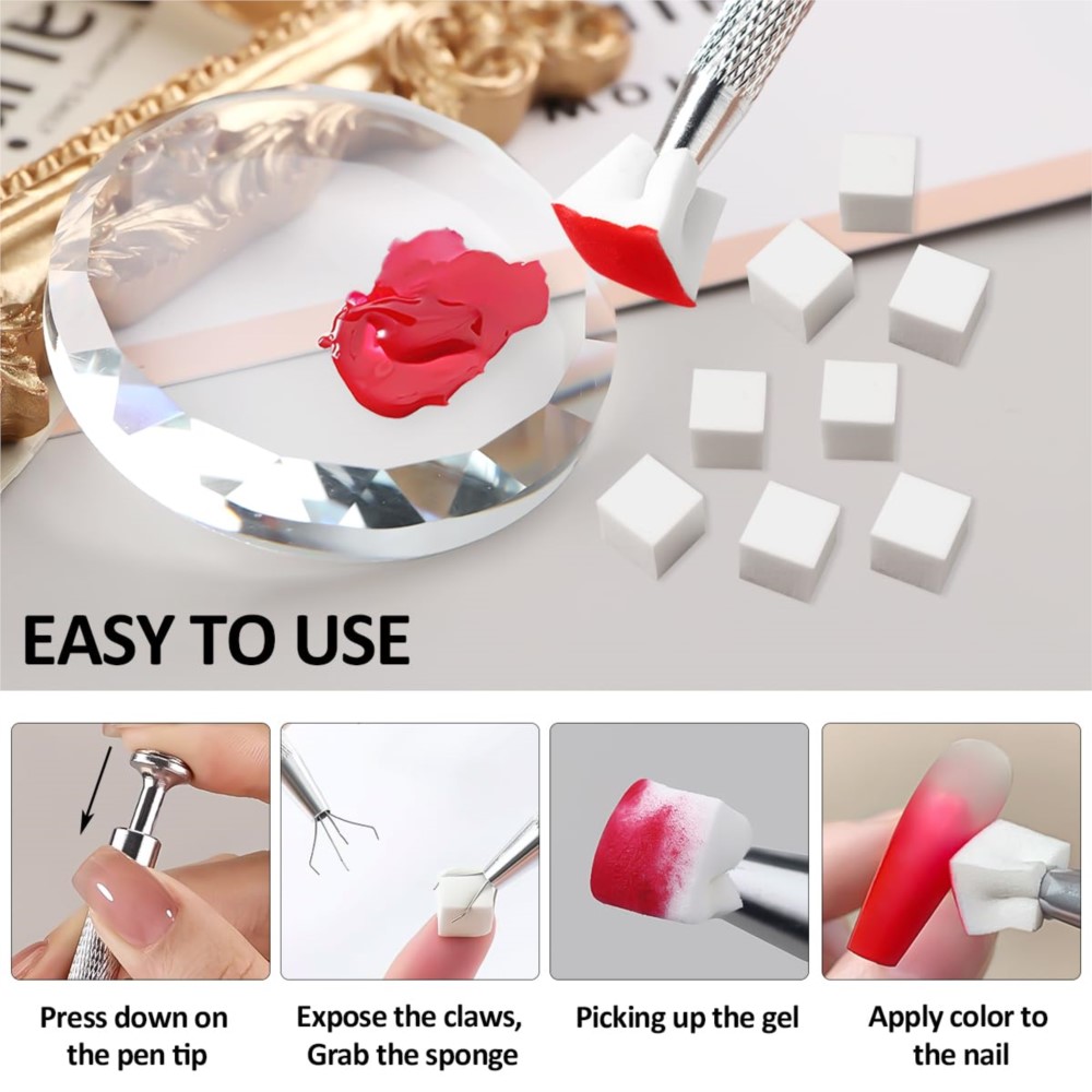 50/100Pcs White Mini Nail Spon – Nail Art Chrome Bewertung und Preis