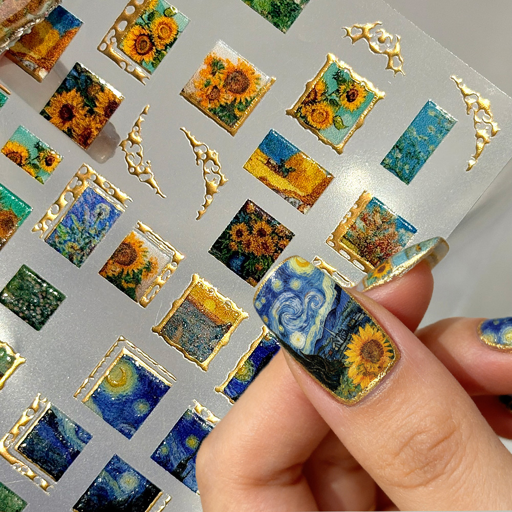 1pcs Retro Gold Stamped Frame  – Nail Art Van Gogh Bewertung und Preis