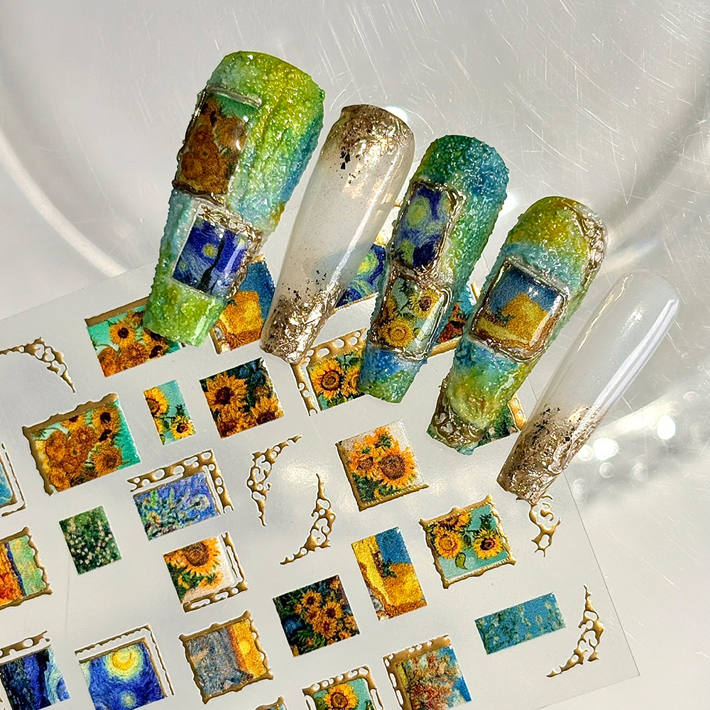 1pcs Retro Gold Stamped Frame  – Nail Art Van Gogh Bewertung und Preis