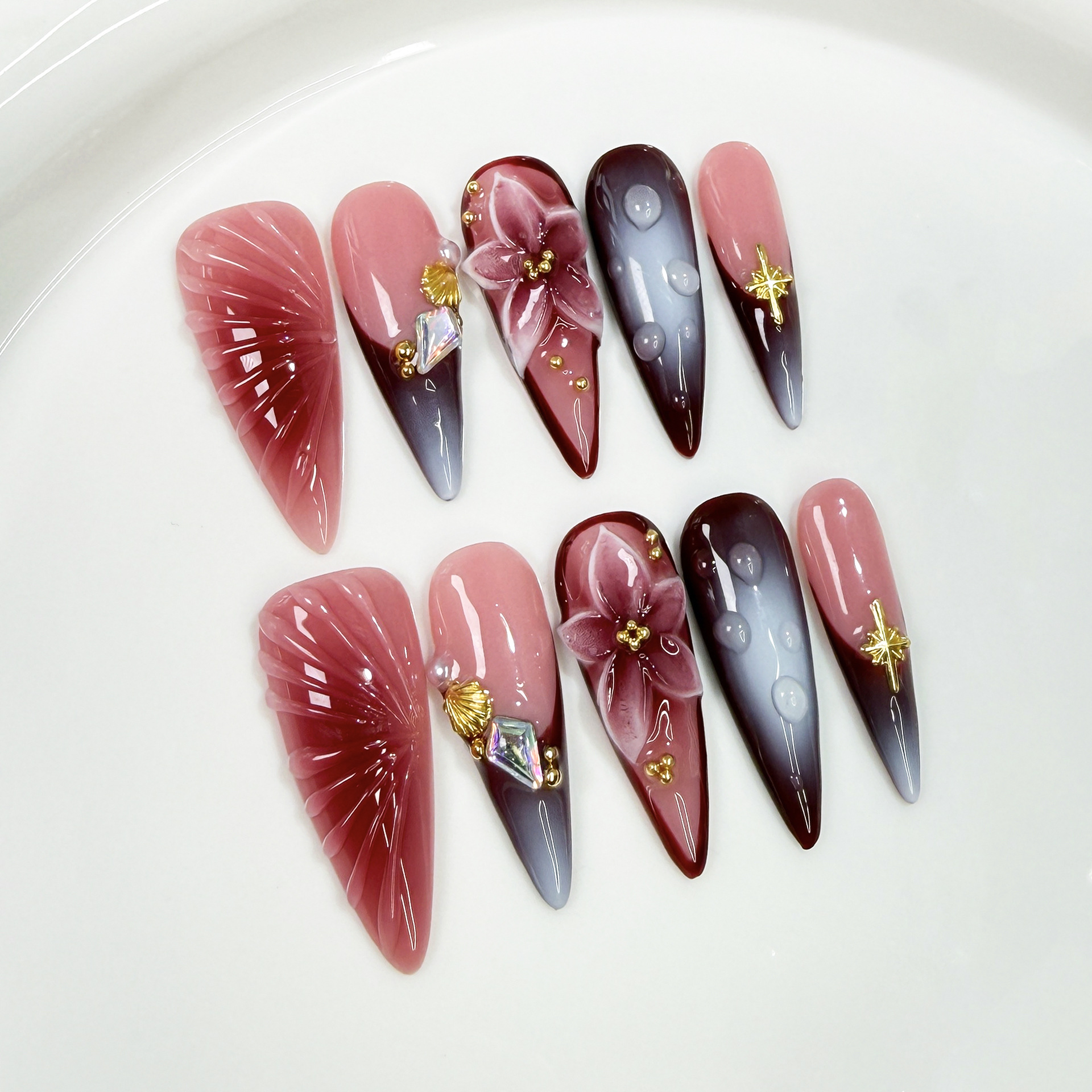 10Pcs Retro Long Stiletto Fake – Nail Art Fake Bewertung und Preis