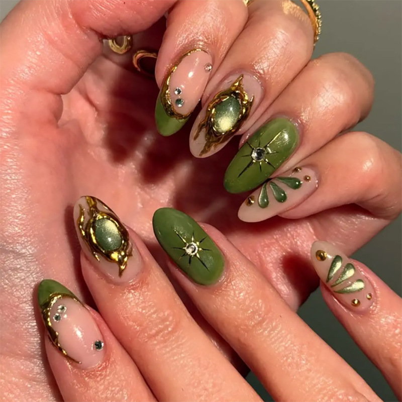 24pcs Green Cat Eye Fake Nails – Nail Art Fake Bewertung und Preis