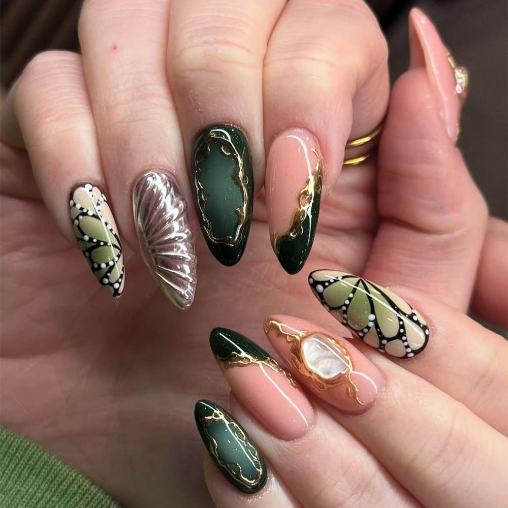 24pcs Green Cat Eye Fake Nails – Nail Art Fake Bewertung und Preis