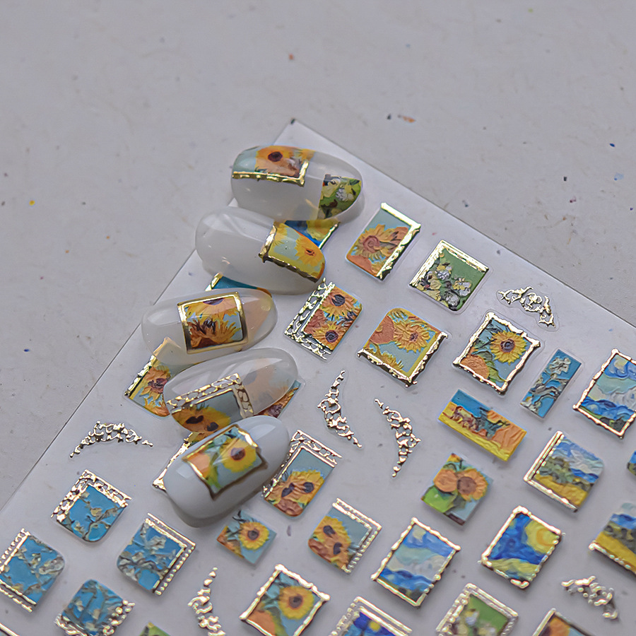 Retro Oil Painting Hot Stampin – Nail Art Van Gogh Bewertung und Preis