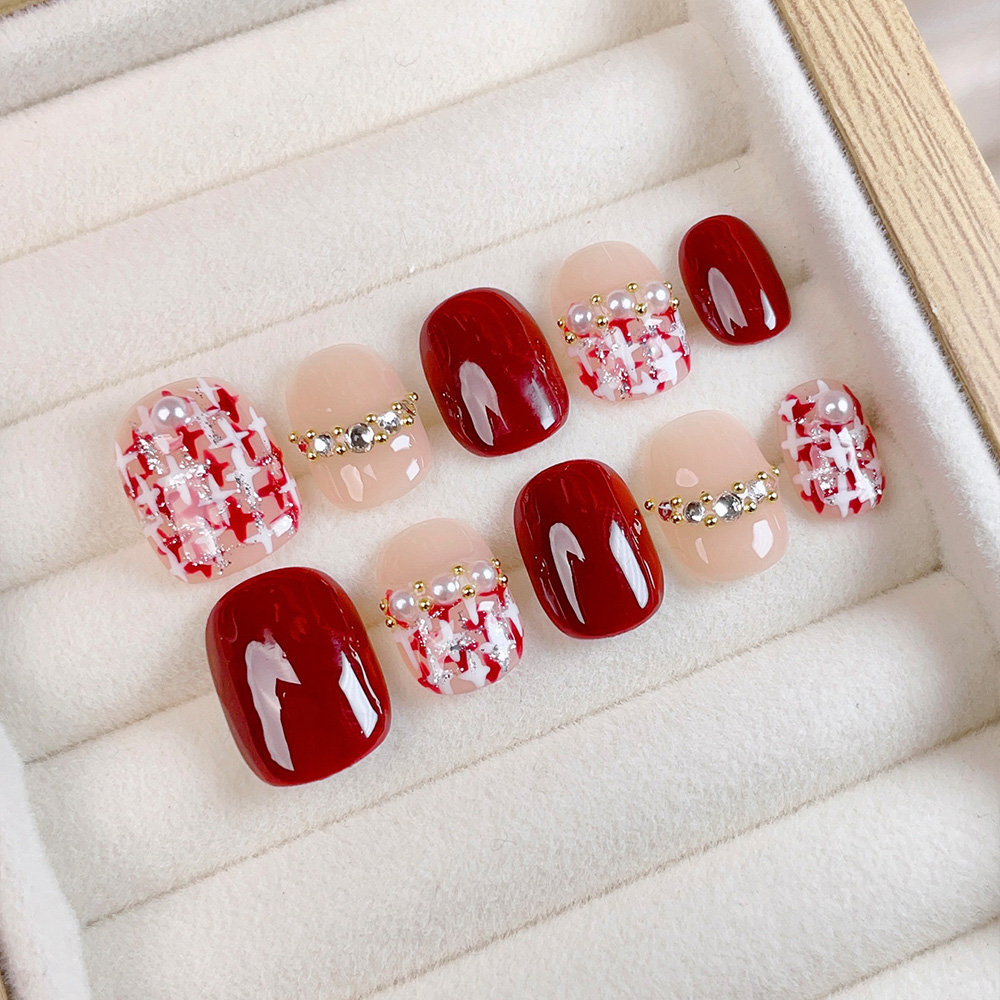 10pcs Short Square Round Handm – Nail Art Fake Bewertung und Preis