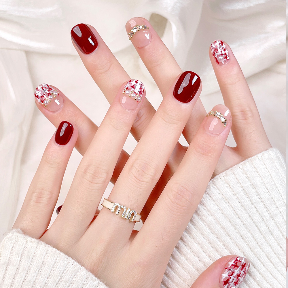 10pcs Short Square Round Handm – Nail Art Fake Bewertung und Preis