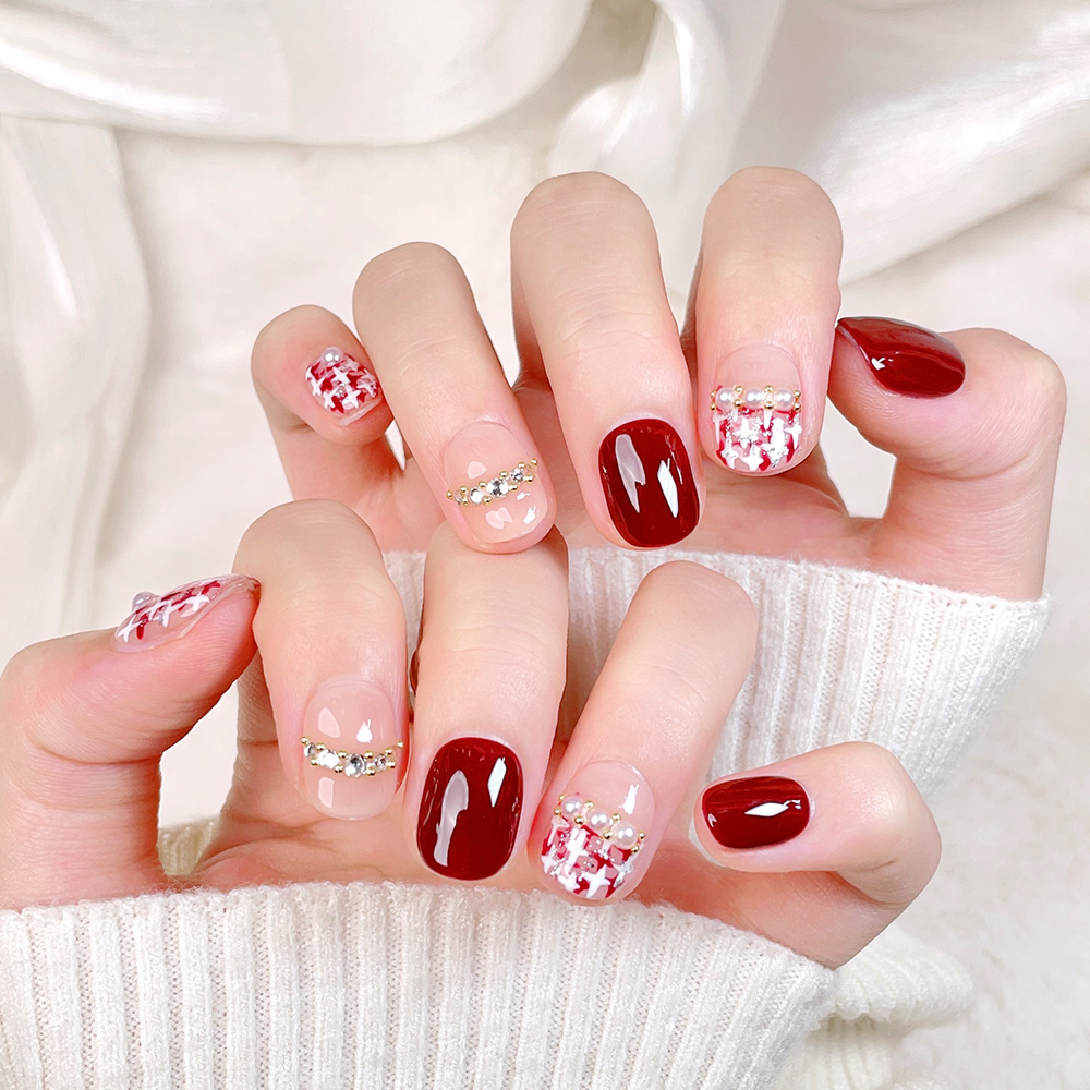 10pcs Short Square Round Handm – Nail Art Fake Bewertung und Preis